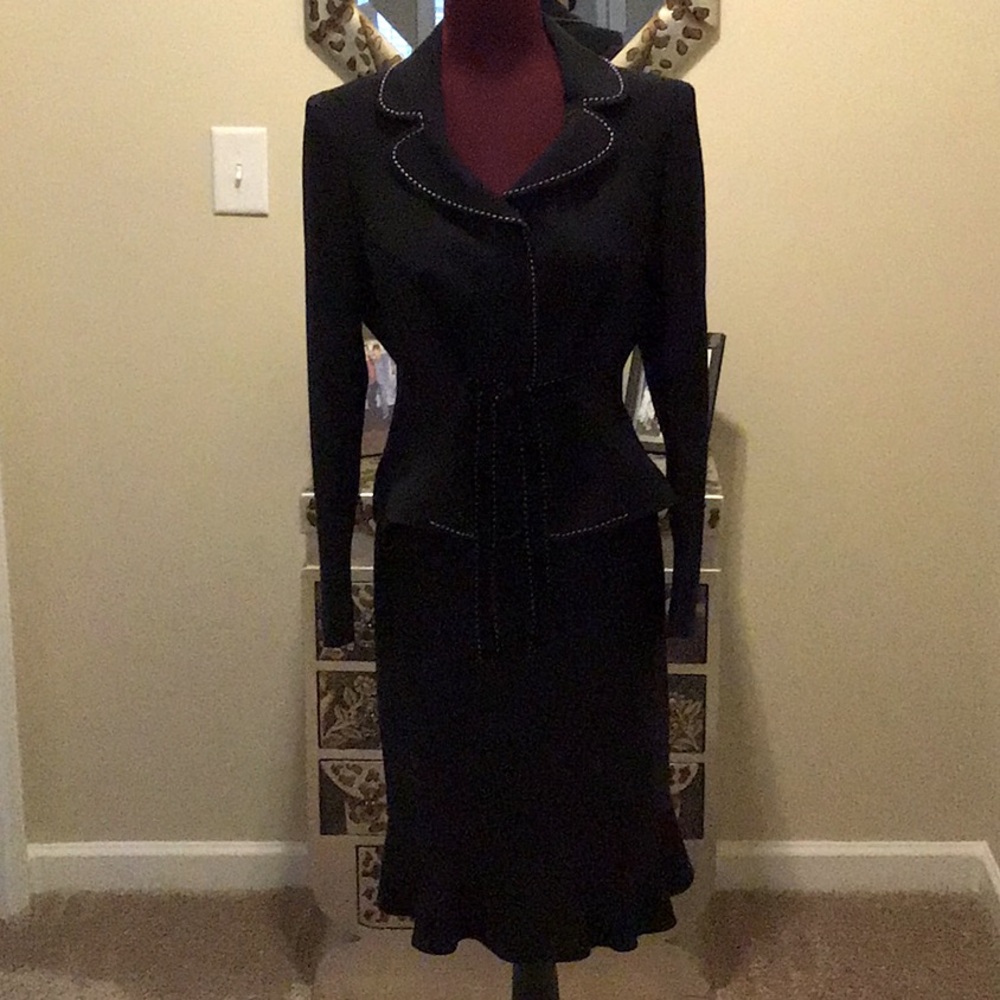 Black & Cream Skirt Suit